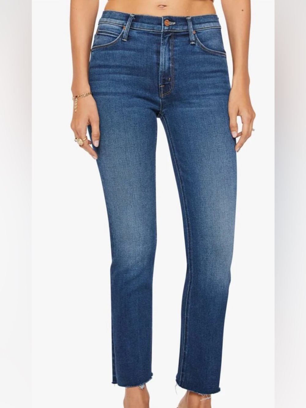 Mother Denim Mid Rise Dazzler Ankle Fray